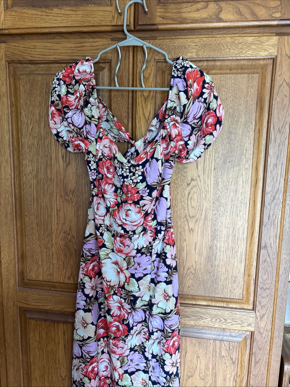 Lily Rose Junior's Size M Floral Midi Dress Smocked Puff Sleeve